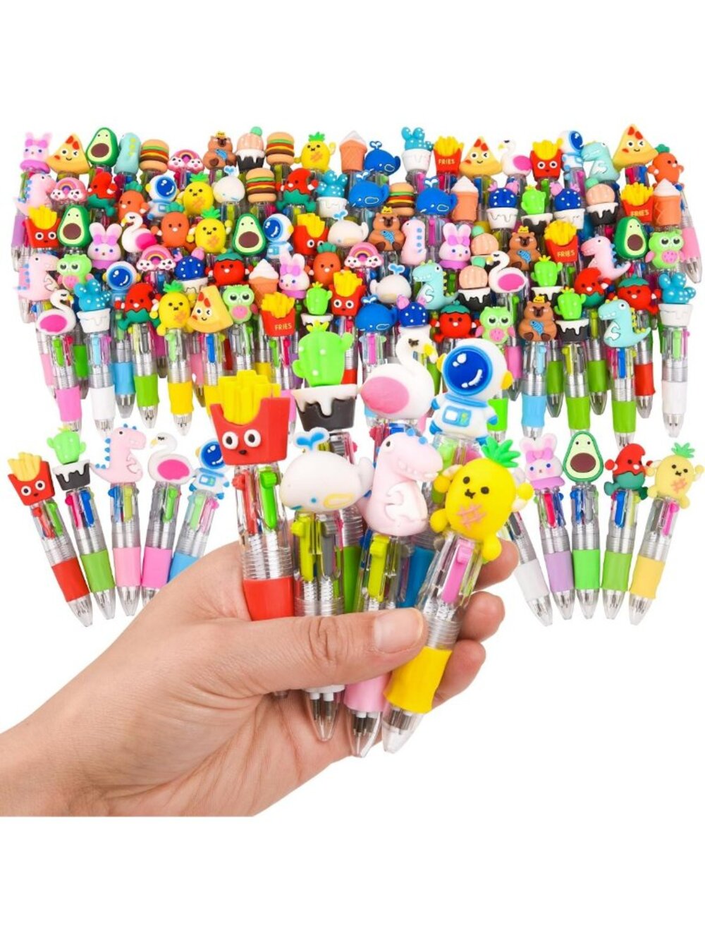 100 PCS Multicolor 4-in-1 Cute Kawaii Ballpoint Pens - Fun Gifts for Kids